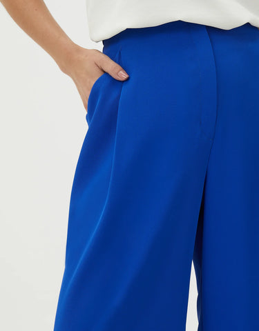 Calça Shoulder Pantacourt Azul com Prega 232084907