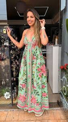 VESTIDO FEMININO LONGO ALCINHA FLOR REALEZA FARM ORIGINAL  370493