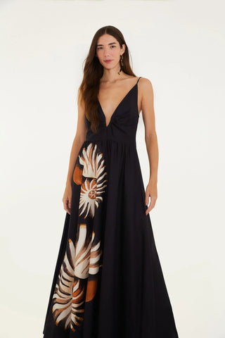 VESTIDO FEMININO LONGO AMONITA PRETO FARM ORIGINAL 345523