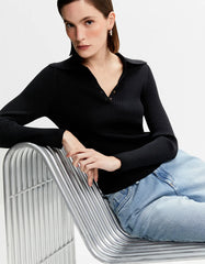 BLUSA FEMININA TRICOT CANELADA BOTOES SHOULDER ORIGINAL 012514349017