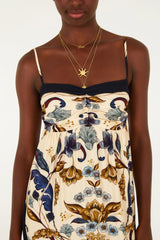 VESTIDO FEMININO CROPPED FLORAL MAYE BEGE FARM ORIGINAL 370499