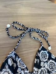 BIQUINI FEMININO LACINHO FLORAL CAJU PRETO FARM ORIGINAL 374573