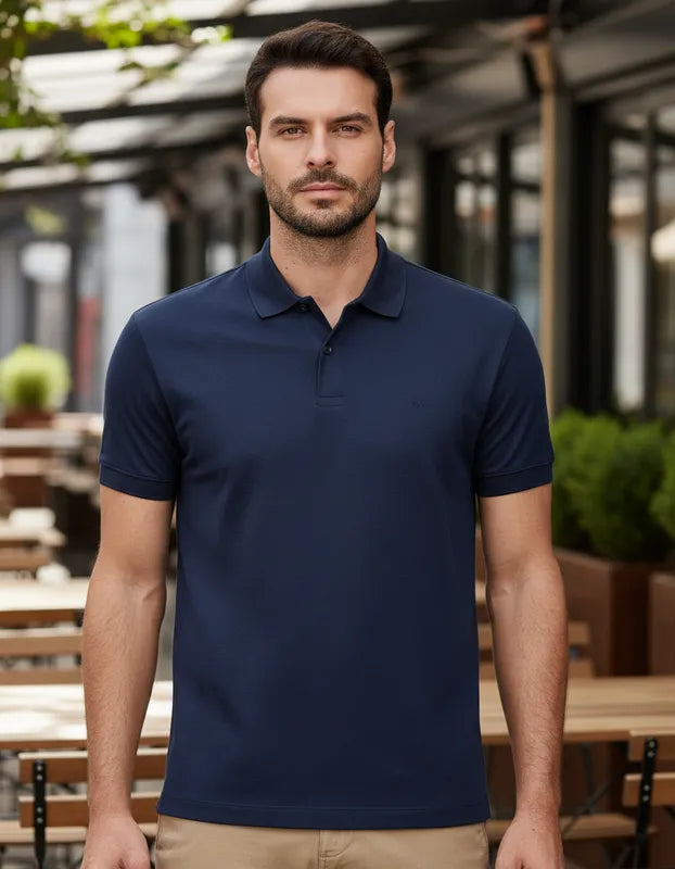 POLO MASCULINA INTERLOCK PIMA NAVY ARAMIS ORIGINAL PO.10.0250023