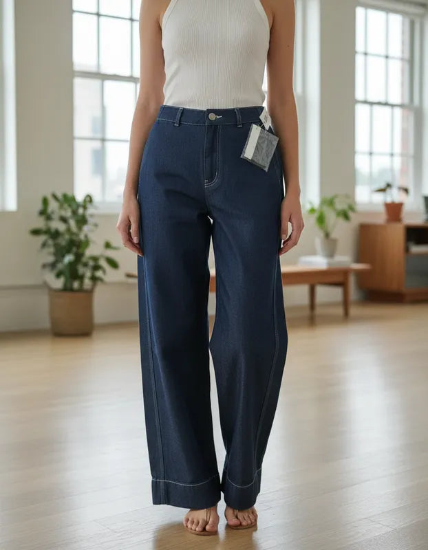 CALÇA FEMININA WIDE LEG 31 LOOSE FRENCH GATABAKANA ORIGINAL