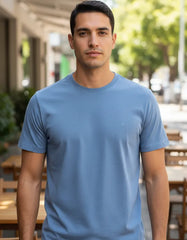 CAMISETA MASCULINA BASICA AZUL ATLANTICO 100% ALGODÃO ARAMIS ORIGINAL CS.12.0537658