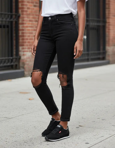 CALÇA FEMININA 721 HIGH RISE SKINNY RASG PRETA LEVI'S ORIGINAL  REF188820243