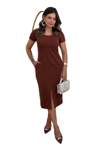 VESTIDO FEMININO MOLECOTTON AYLA MARROM LIVNY ORIGIANL