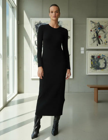 VESTIDO SHOULDER MALHA MANGA LONGA PRETO ORIGINAL 241325006