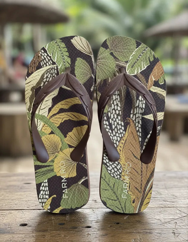 CHINELO FARM MARROM COM FOLHAS ORIGINAL J1008800130001U