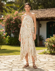 VESTIDO FARM FRENTE UNICA RELICARIO OFF WHITE ORIGINAL 352138