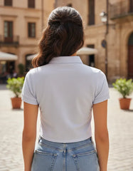 CROPPED POLO FEMININO BRANCO GATABAKANA ORIGINAL