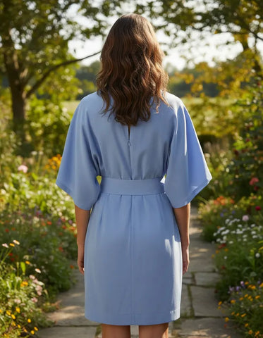 VESTIDO SHOULDER RETO MANGA KIMONO AZUL ORIGINAL 232107911