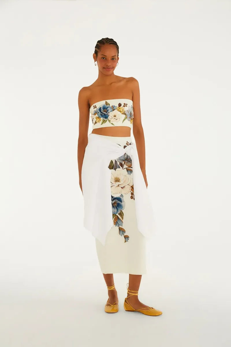 SAIA FEMININA MIDI RETA ANA CLARA FARM ORIGINAL  361731