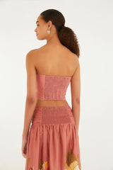 TOP FEMININO FRANZIDO ROMANCE FLOR LOCALIZADO FARM ORIGINAL 342536