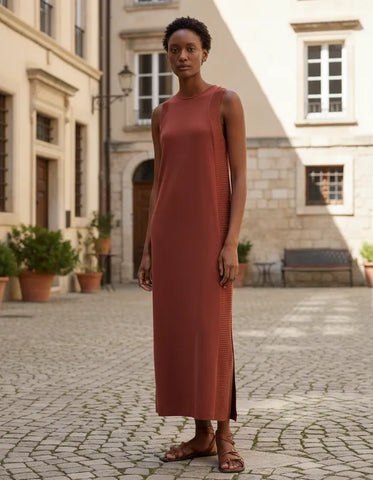 VESTIDO SHOULDER MALHA RETILINEA LATERAL TERRA COTA ORIGINAL 012523246001