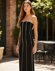 VESTIDO FARM MIDI VIES BICOLOR PRETO ORIGINAL 358636