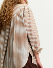 CAMISA FEMININA VOIL LISTRAS CAMEL SHOULDER ORIGINAL 012510331002