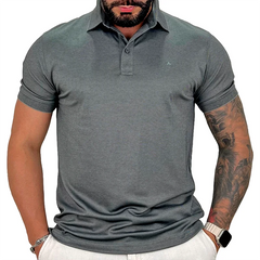 POLO MASCULINA INTERLOCK ALGODAO PIMA TECH CINZA CONCRETO 113 ARAMIS ORIGINAL PO.11.0014563