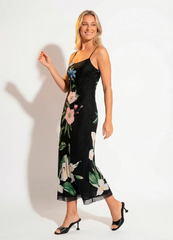 VESTIDOFEMININO LONGO TULE OMBRO SÓ CEU DE FLOR FARM ORIGINAL 358131