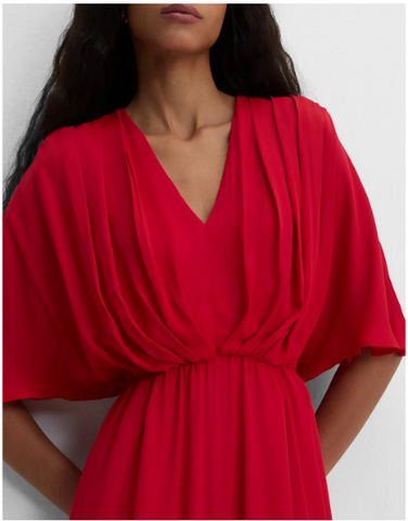 VESTIDO FEMININO MIDI COM PREGAS SHOULDER ORIGINAL 012521079016