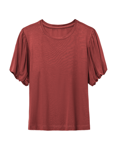 Blusa Shoulder Malha Marsala Manga Balone 232311905