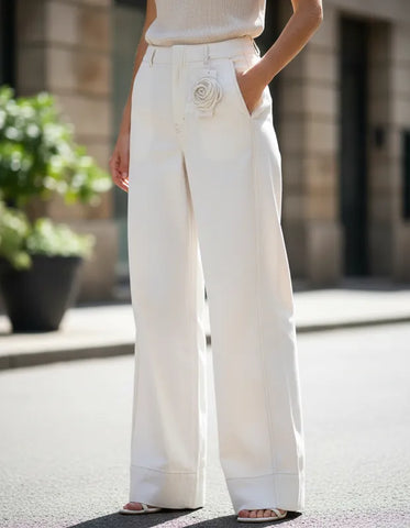 CALÇA FEMININA WIDE LEG 31 LOOSE FRENCH GATABAKANA ORIGINAL