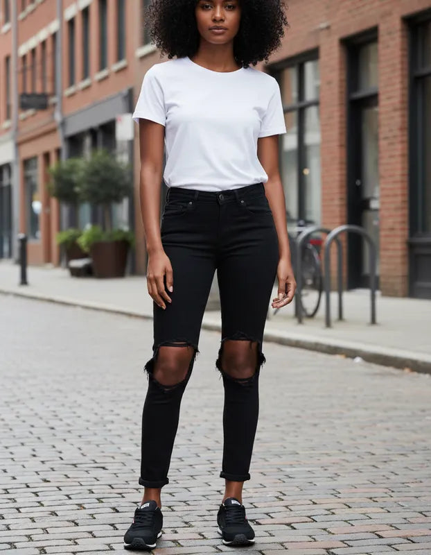 CALÇA FEMININA 721 HIGH RISE SKINNY RASG PRETA LEVI'S ORIGINAL  REF188820243