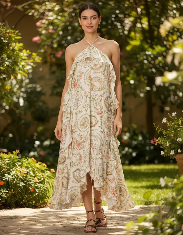 VESTIDO FARM FRENTE UNICA RELICARIO OFF WHITE ORIGINAL 352138