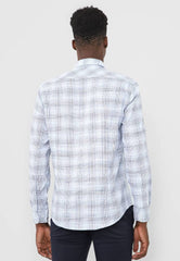 CAMISA MASCULINA JW SLIM XADREZ MARTINGALE AZUL ARAMIS ORIGINAL ML.24.0443148