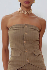 CROPPED FEMININO STRIPES DARK OLIVE GATABAKANA ORIGINAL 138900001104