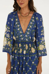 VESTIDO FEMININO LONGO MANGA JARDIM DE AZALEIAS FARM ORIGINAL 373957