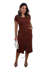 VESTIDO FEMININO MOLECOTTON AYLA MARROM LIVNY ORIGIANL