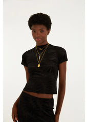 BLUSA FEMININA TULE DEVORE BANANA FARM ORIGINAL 358088