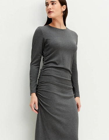 VESTIDO VESTIDO DRAPEADO MANGA LONGA SHOULDER ORIGINAL 012513240003