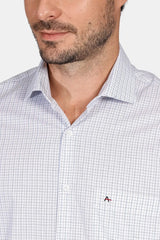 CAMISA MASCULINA REGULAR TRICOLINE MICRO XADREZ BCO C/ AZUL ARAMIS ORIGINAL  MC.06.0107001/148