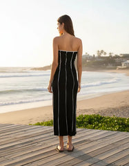 VESTIDO FARM MIDI VIES BICOLOR PRETO ORIGINAL 358636