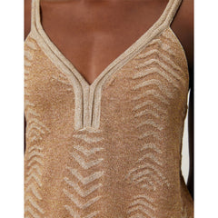 REGATA FEMININA TRICOT JACQUARD DOURADO SHOULDER ORIGINAL 232438700