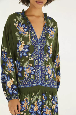 VESTIDO FEMININO CROPPED JARDIM CHINTZ LENCO FARM ORIGINAL 343124