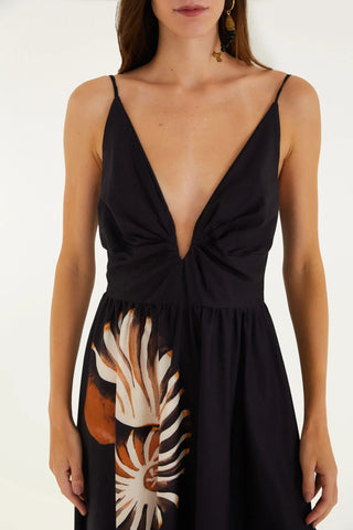 VESTIDO FEMININO LONGO AMONITA PRETO FARM ORIGINAL 345523