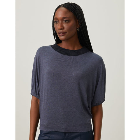 BLUSA FEMININA MALHA RETILINEA BICOLOR SHOULDER ORIGINAL 241311001