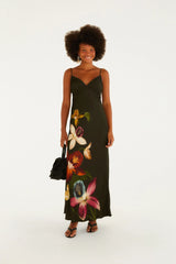 VESTIDO FEMININO LONGO ALCINHA MAXI ORQUIDEA FARM ORIGINAL 360729
