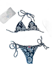 BIQUINI FEMININO LACINHO FLORAL CAJU PRETO FARM ORIGINAL 374573