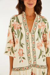 VESTIDO CURTO MANGA SONHO DE TULIPAS FARM ORIGINAL 366958