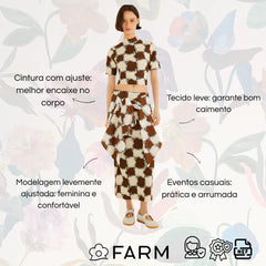 SAIA FEMININA MIDI RETA RITMO CARIOCA FARM ORIGINAL 361754