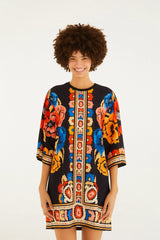 VESTIDO FEMININO TSHIRT BIG ANTUERPIA LENÇO FARM 357983