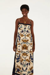 VESTIDO FEMININO CROPPED FLORAL MAYE BEGE FARM ORIGINAL 370499