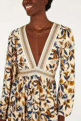 VESTIDO LONGO LENCO MAYE BEGE FARM ORIGINAL 370497