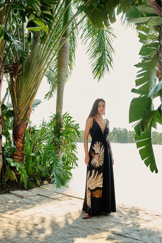 VESTIDO FEMININO LONGO AMONITA PRETO FARM ORIGINAL 345523