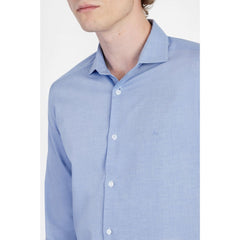CAMISA MASCULINA SLIM FIO EGIPCIO MAQUINETADA AZUL CLARO ARAMIS ORIGINAL ML.02.0244003