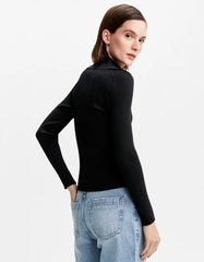 BLUSA FEMININA TRICOT CANELADA BOTOES SHOULDER ORIGINAL 012514349017
